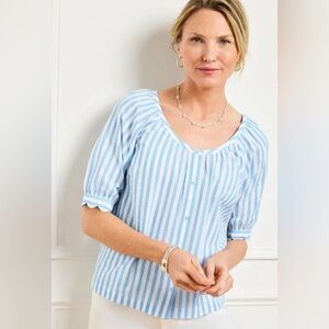 NWT Talbot’s “Delightful Stripe” Metallic Summer Top, Size S, Retail $99